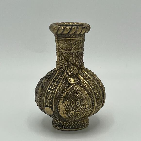 Mughal Other - Small Antique Vintage Indian Mughal Brass Vase 4”